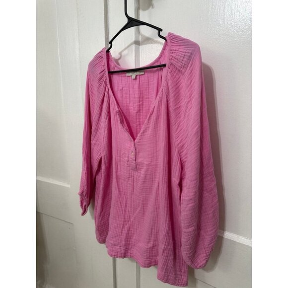 LOFT women’s size large cotton pink blouse - Picture 2 of 9
